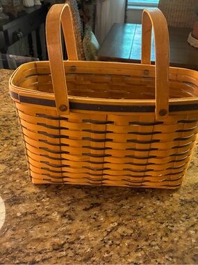 Longaberger Handwoven Basket in Warm Honey and Dark Accent